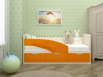 Дельфин-3 Кровать детская 3 ящика без ручек 1.8 Оранжевый глянец в Марусино - marusino.mebel54.com | фото