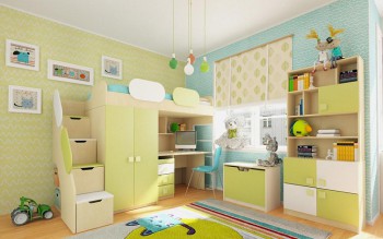 Детская комната Эппл (Зеленый/Белый/корпус Клен) в Марусино - marusino.mebel54.com | фото