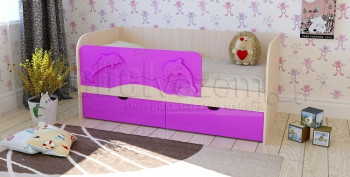 Друзья Кровать детская 2 ящика 1.6 Фиолетовый глянец в Марусино - marusino.mebel54.com | фото
