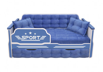 Кровать 180 серии Спорт 1 ящик 85 Синий (подушки) в Марусино - marusino.mebel54.com | фото
