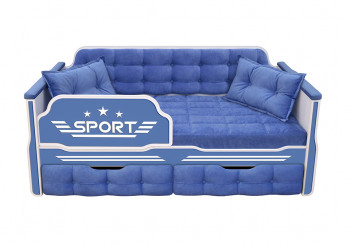 Кровать 180 серии Спорт 2 ящика 85 Синий (подушки) в Марусино - marusino.mebel54.com | фото