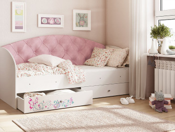 Кровать детская Эльза Белый/Розовый в Марусино - marusino.mebel54.com | фото