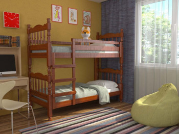 Кровать двухъярусная Соня из массива сосны 800*1890 Орех в Марусино - marusino.mebel54.com | фото