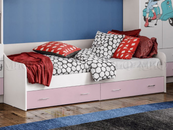 Кровать Fashion-1 Вега 0,9 м (Белый/Розовый) в Марусино - marusino.mebel54.com | фото