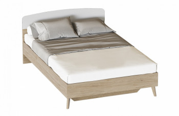  Кровать Калгари 1400 с основанием Дуб натуральный светлый/Белый матовый в Марусино - marusino.mebel54.com | фото