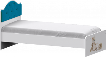 Кровать Каспер с мягкой спинкой и фотопечатью (900х1900)  Белый/Бирюза в Марусино - marusino.mebel54.com | фото