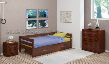 Кровать одинарная ГЛОРИЯ из массива сосны  900*2000 (Орех) в Марусино - marusino.mebel54.com | фото