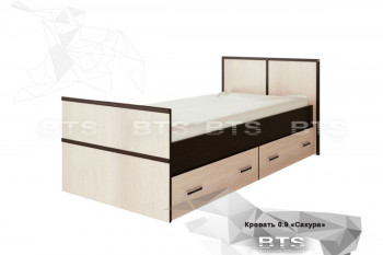 Кровать Сакура с настилом и ящиками 0,9 (Венге/Лоредо) в Марусино - marusino.mebel54.com | фото