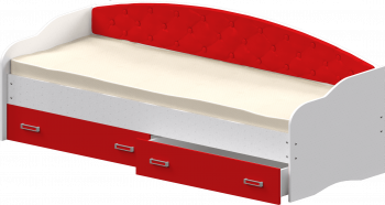 Кровать Софа-7 с мягкой спинкой (800х1900) Белый/Красный в Марусино - marusino.mebel54.com | фото