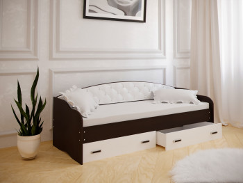 Кровать Софа-7 с мягкой спинкой (800х1900) Венге/ Белый в Марусино - marusino.mebel54.com | фото