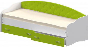 Кровать Софа-8 с мягкой спинкой (900х2000) Белый/Лайм в Марусино - marusino.mebel54.com | фото