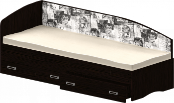 Кровать Софа-9 с мягкой спинкой с рисунком Милана (900х1900) Венге в Марусино - marusino.mebel54.com | фото