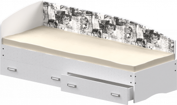 Кровать Софа-9 с мягкой спинкой с рисунком Милана (900х2000) Белый в Марусино - marusino.mebel54.com | фото