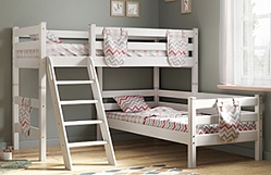 Кровать Соня вариант 8 угловая с наклонной лестницей Белый полупрозрачный в Марусино - marusino.mebel54.com | фото