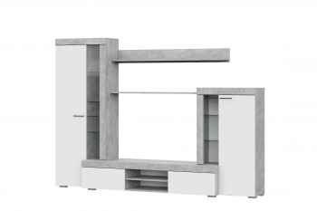 Мебель для гостиной МГС 5 Цемент светлый / Белый в Марусино - marusino.mebel54.com | фото