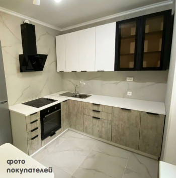 Модульная кухня Норд 1,6 м (Софт даймонд/Камень беж/Белый) в Марусино - marusino.mebel54.com | фото