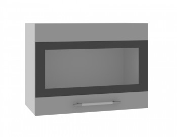 Норд ШВГС 600 Шкаф верхний горизонтальный со стеклом (Софт черный/корпус Белый) в Марусино - marusino.mebel54.com | фото