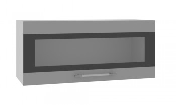 Норд ШВГС 800 Шкаф верхний горизонтальный со стеклом (Софт черный/корпус Белый) в Марусино - marusino.mebel54.com | фото