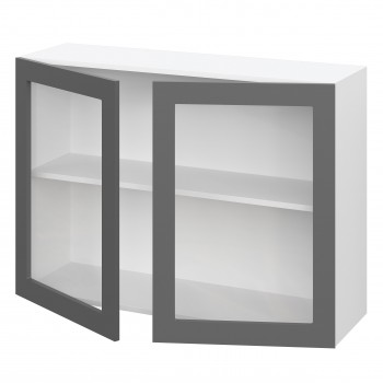 Норд ШВС 1000 Шкаф верхний со стеклом (Софт черный/корпус Белый) в Марусино - marusino.mebel54.com | фото