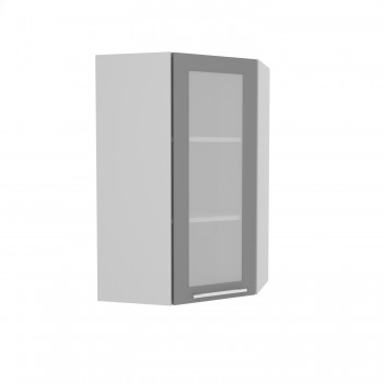 Норд ШВУС 600Н Шкаф верхний угловой (премьер) высокий (Софт черный/корпус Белый) в Марусино - marusino.mebel54.com | фото