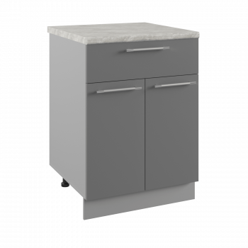 Ройс С1ЯШ 600 Шкаф нижний с ящиком (Графит софт/корпус Серый) в Марусино - marusino.mebel54.com | фото