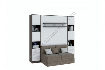 Шкаф-кровать с диваном БЕЛА с полкой ножкой в Марусино - marusino.mebel54.com | фото