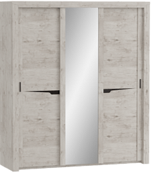 Шкаф трехдверный Соренто с раздвижными дверями Дуб бонифаций/Кофе структурный матовый в Марусино - marusino.mebel54.com | фото