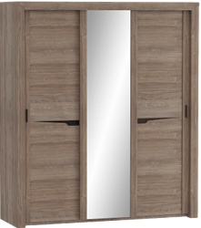 Шкаф трехдверный Соренто с раздвижными дверями Дуб стирлинг/Кофе структурный матовый в Марусино - marusino.mebel54.com | фото